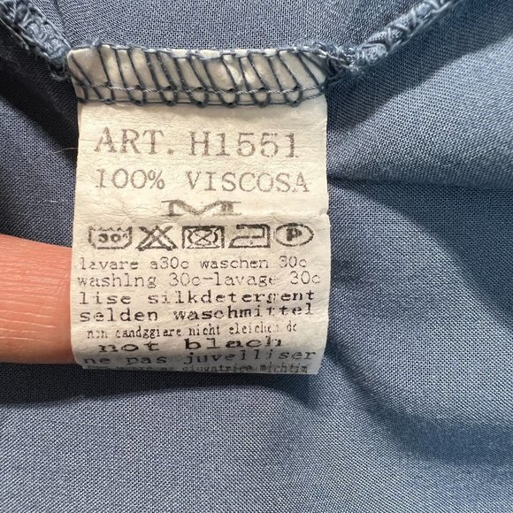 Tempo Paris Blouse Top M Blue Crochet Lace Pleat Boho Peasant Lightweight Womens - Picture 9 of 10